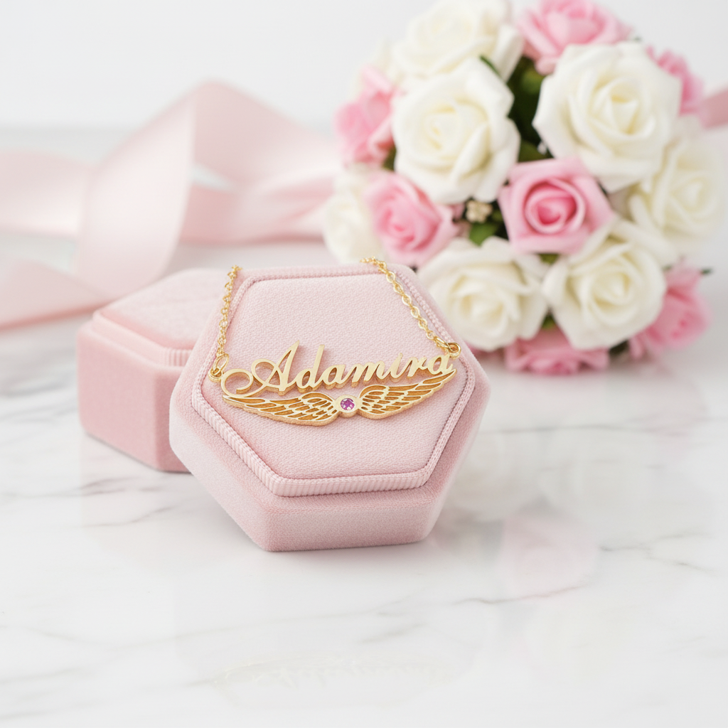 Custom Name Necklace Birthday Stone-Black Diamonds New York