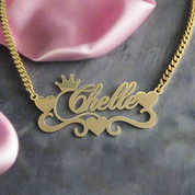 Custom Name Necklace With Heart-Black Diamonds New York