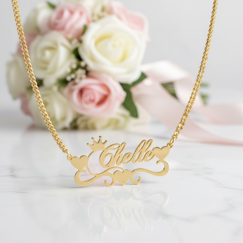 Custom Name Necklace With Heart – Black Diamonds New York