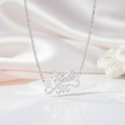 Custom Name Necklace With Heart-Black Diamonds New York