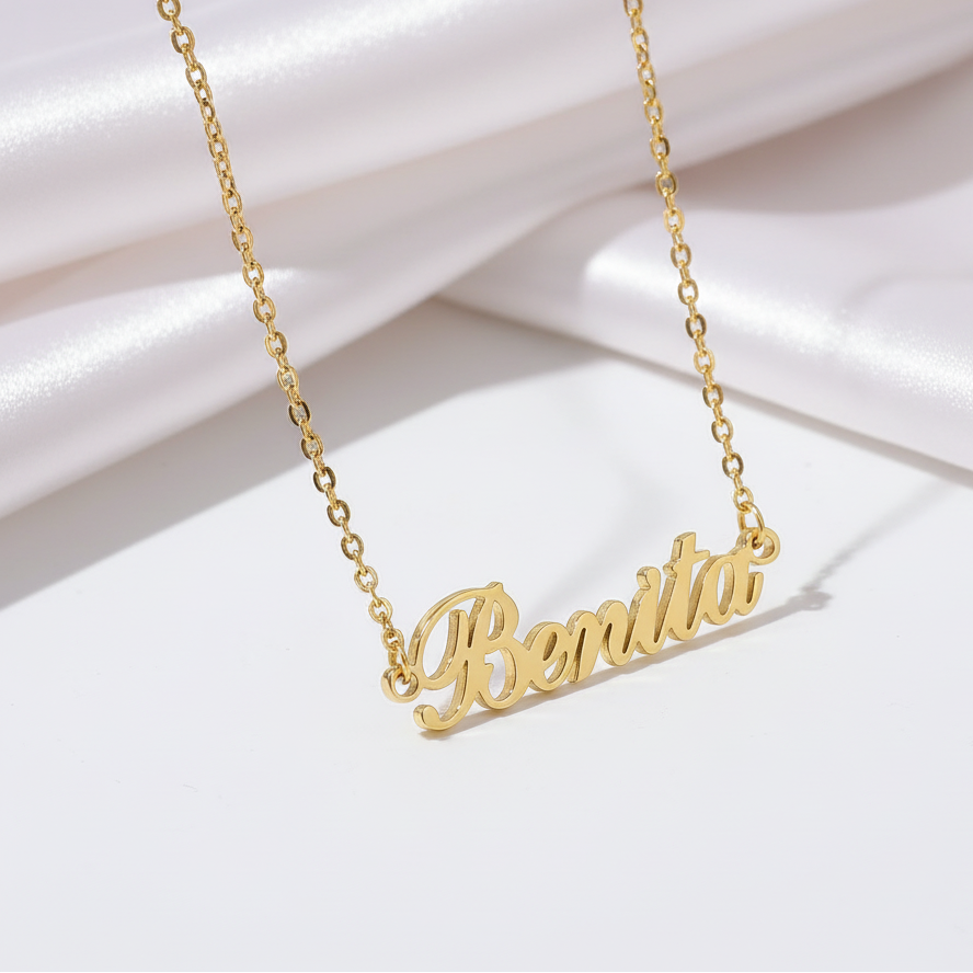 Custom Name Pendant Necklace-Black Diamonds New York