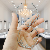 Custom name Personality Hoops Earrings-Black Diamonds New York