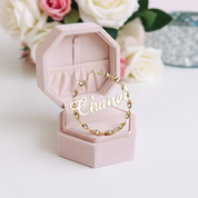 Custom Name Twist Hoop Earrings-Black Diamonds New York