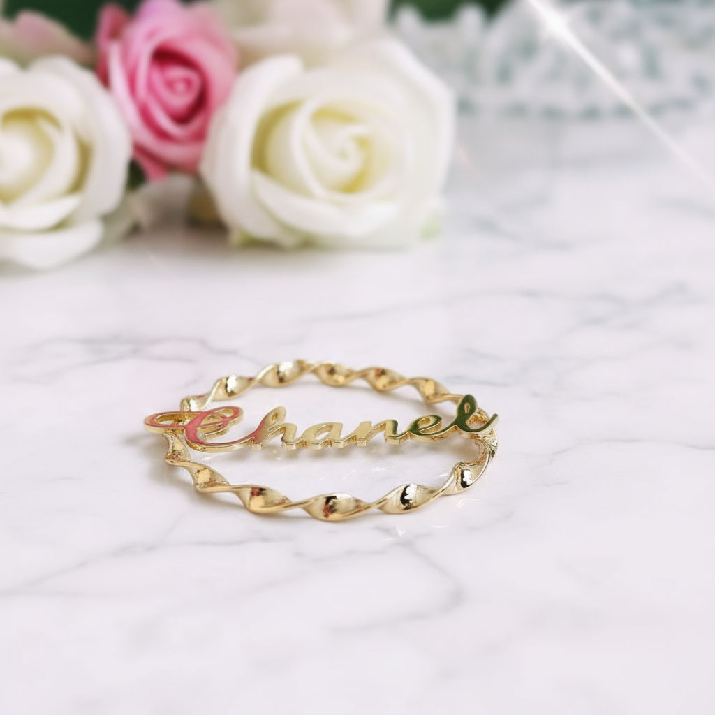 Custom Name Twist Hoop Earrings-Black Diamonds New York