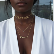 Custom Nameplate Old English Choker-Black Diamonds New York