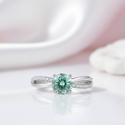 Customize Your Dream Ring- 10k White Gold+Green Diamond Option-Black Diamonds New York
