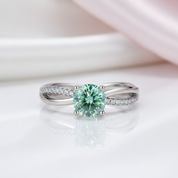 Customize Your Dream Ring- 10k White Gold+Green Diamond Option-Black Diamonds New York