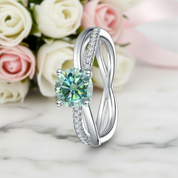 Customize Your Dream Ring- 10k White Gold+Green Diamond Option-Black Diamonds New York