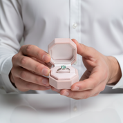 Customize Your Dream Ring- 10k White Gold+Green Diamond Option-Black Diamonds New York
