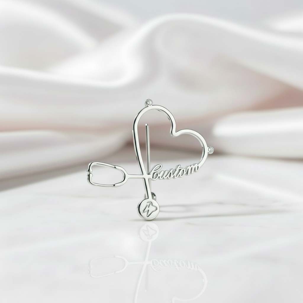 Customized Engraved Stethoscope Lapel Pin for Doctors and First Responders-Black Diamonds New York