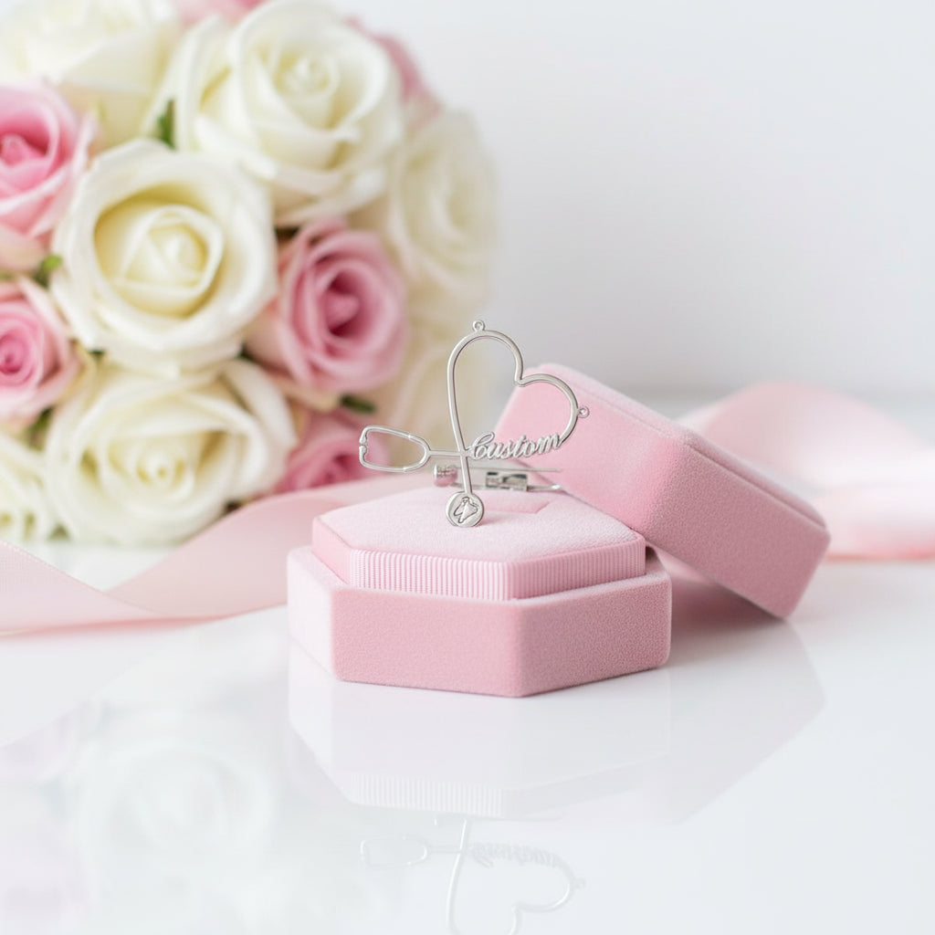 Customized Engraved Stethoscope Lapel Pin for Doctors and First Responders-Black Diamonds New York