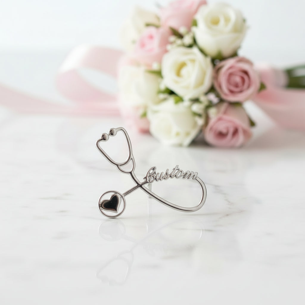 Customized Engraved Stethoscope Lapel Pin for Doctors and First Responders-Black Diamonds New York