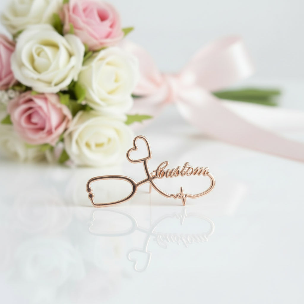 Customized Engraved Stethoscope Lapel Pin for Doctors and First Responders-Black Diamonds New York