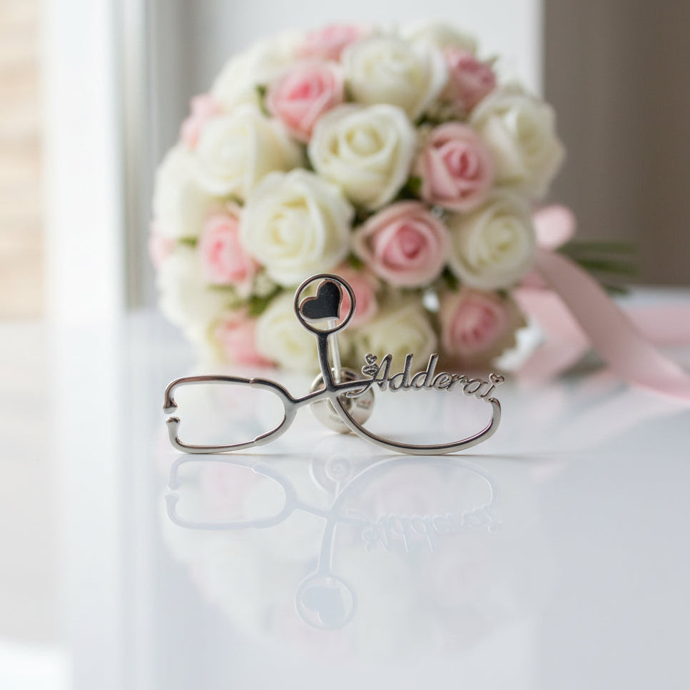 Customized Engraved Stethoscope Lapel Pin for Doctors and First Responders-Black Diamonds New York