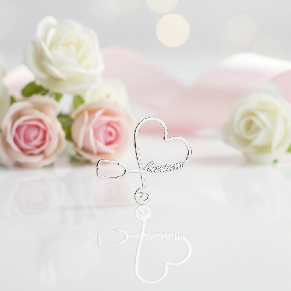 Customized Engraved Stethoscope Lapel Pin for Doctors and First Responders-Black Diamonds New York