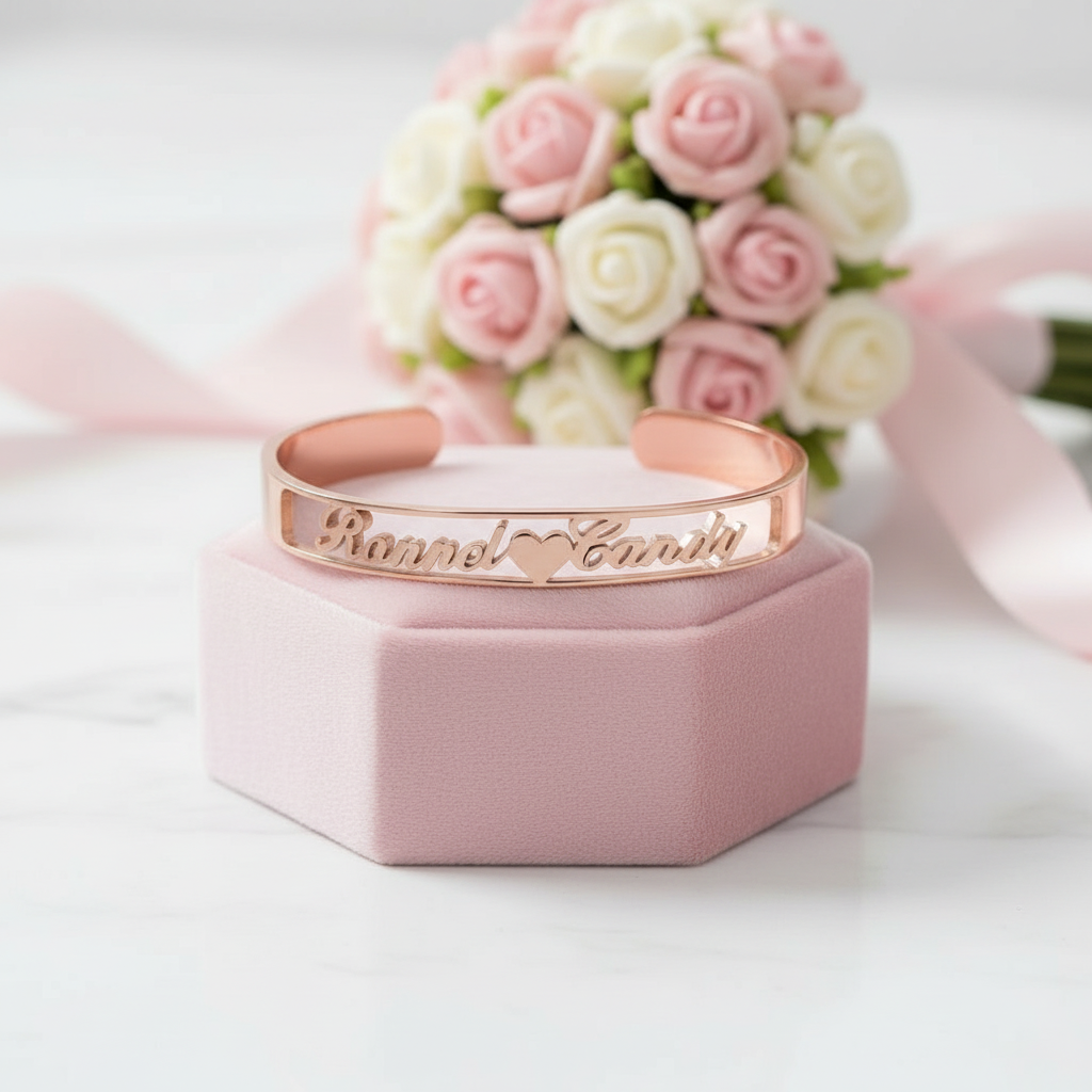 Customized Gold Nameplate Bangle- Black Diamond Options New York-Black Diamonds New York