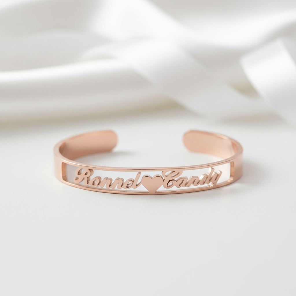 Customized Gold Nameplate Bangle-Black Diamonds New York