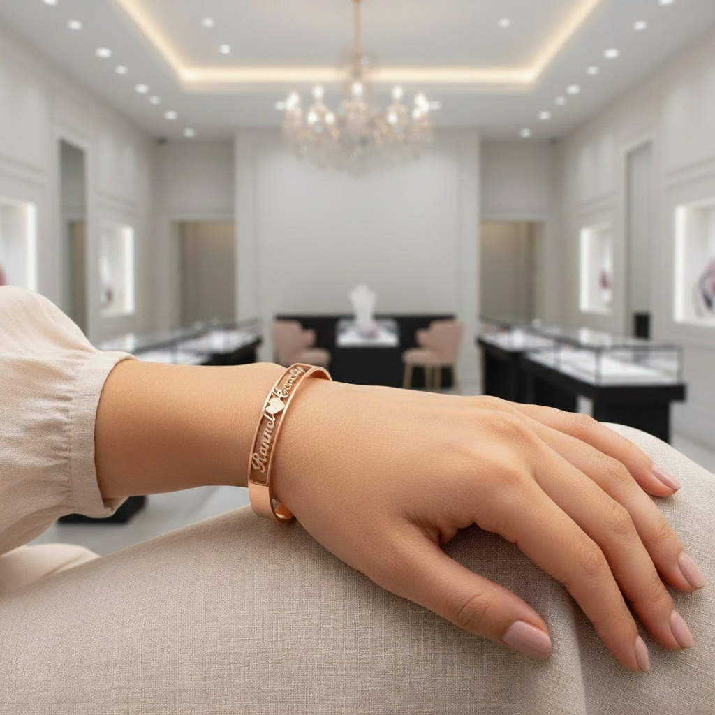 Customized Gold Nameplate Bangle- Black Diamonds New York-Black Diamonds New York