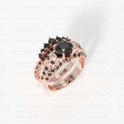 You're My Forever- 1.25 Carat Round Cut Diamond Option Skulls Promise Ring Set