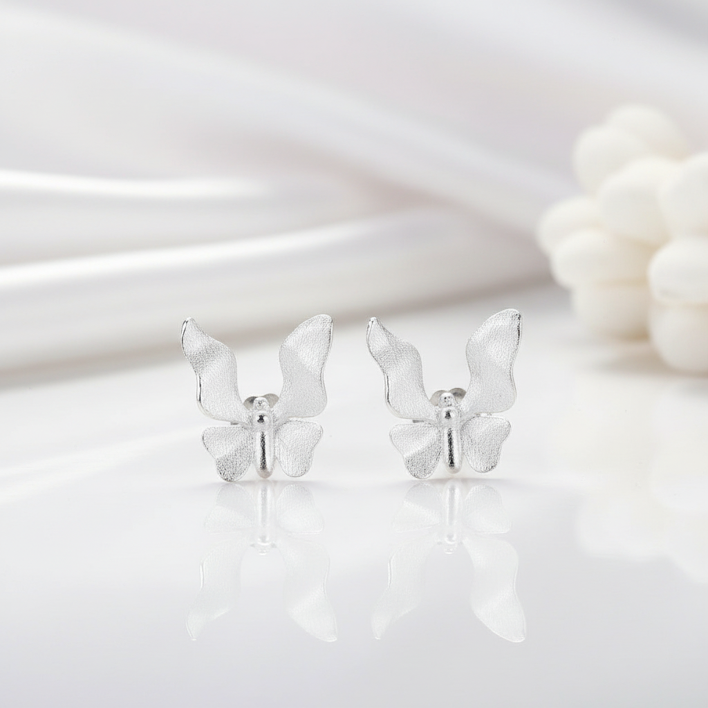 Cute Butterfly Stud Earrings-Black Diamonds New York