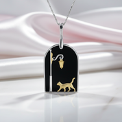 Cute Cat under the Street Lamp Necklace-Black Diamonds New York