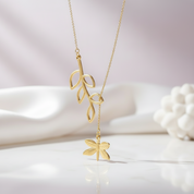 Cute Dragonfly & Leaves Necklace-Black Diamonds New York