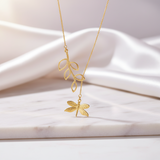 Cute Dragonfly & Leaves Necklace