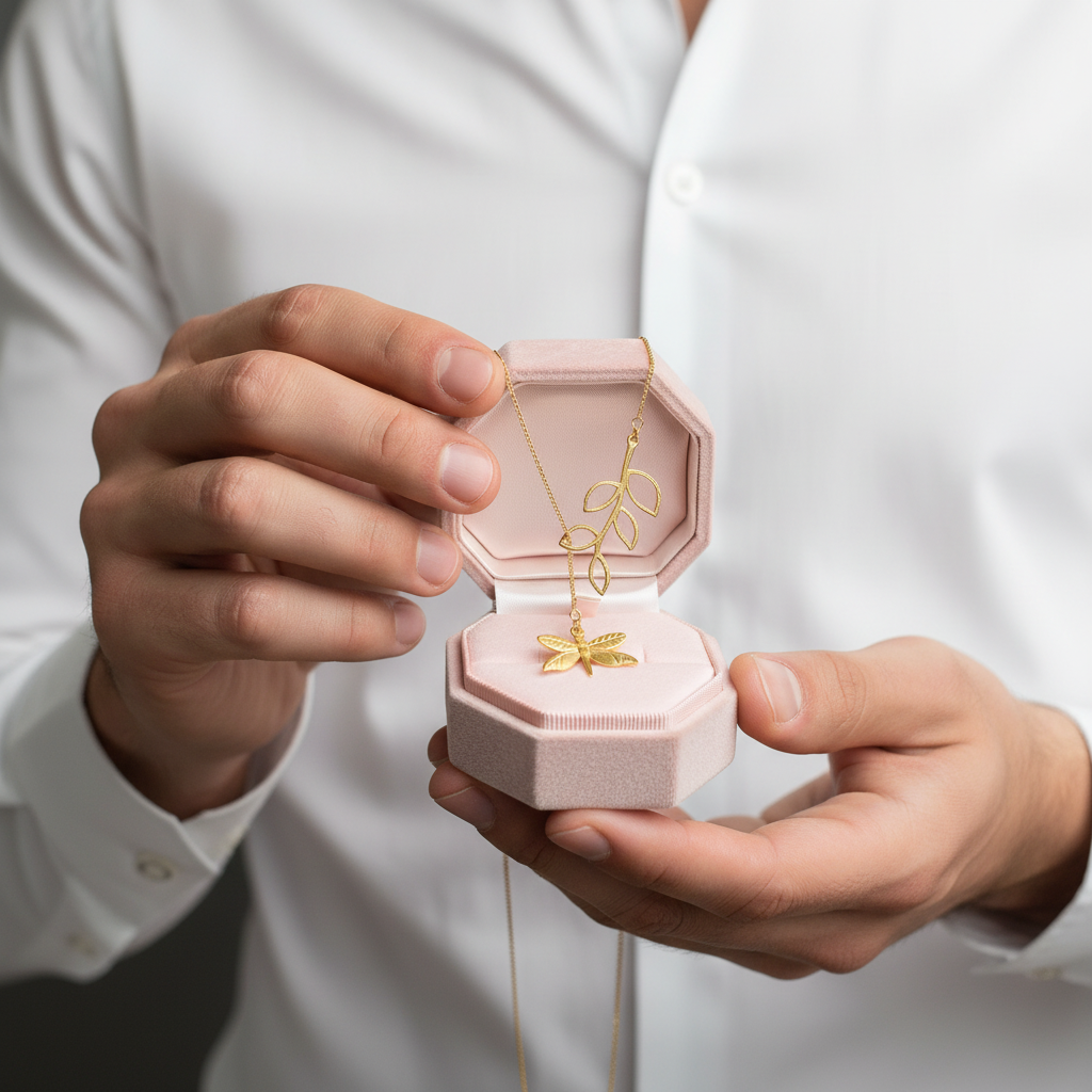 Cute Dragonfly & Leaves Necklace-Black Diamonds New York