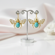 Cute Hollow Out Honeybee Dangle Earrings-Black Diamonds New York