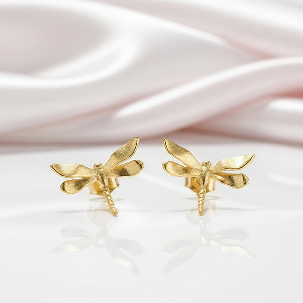 Cute Tiny Dragonfly Stud Earrings-Black Diamonds New York