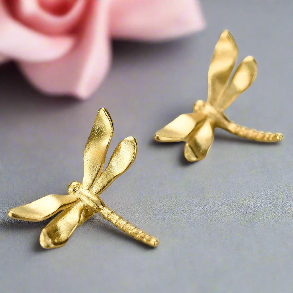 Cute Tiny Dragonfly Stud Earrings-Black Diamonds New York
