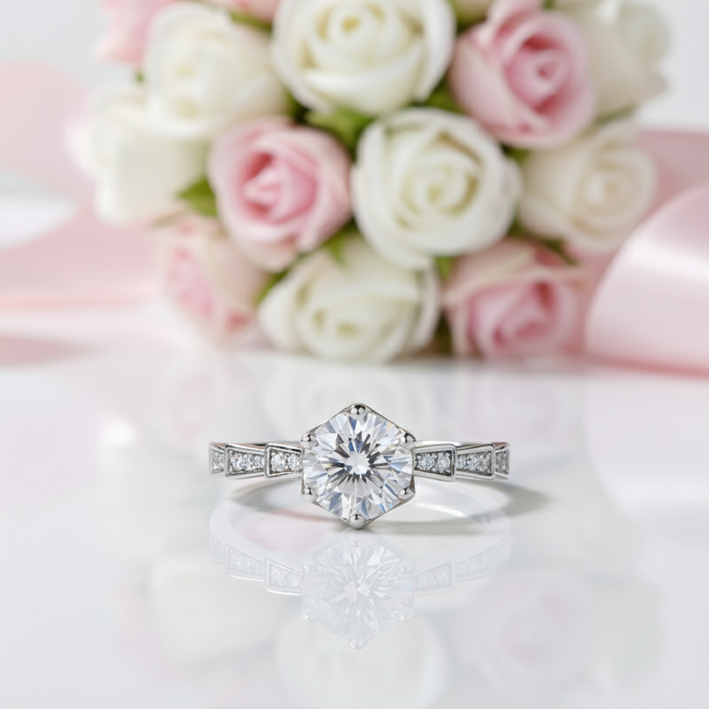 D Color 1ct Diamond Option Women's Engagement Ring Pass Diamond Option Test-Black Diamonds New York