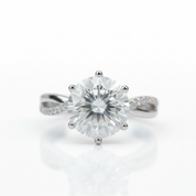 Dainty 6 Claw 3.0 Ct Brilliant Cut Diamond Option Twist Ring-Black Diamonds New York