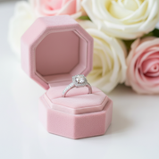 Dainty Round Cut Diamond Halo Art Deco Engagement Ring-Black Diamonds New York