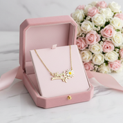 Daisy Flower Personalized Necklace-Black Diamonds New York