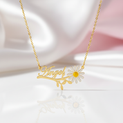 Daisy Flower Personalized Necklace-Black Diamonds New York