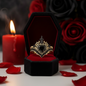 Queen of Hearts- Heart Shape Diamond Gothic Wedding Ring-Black Diamonds New York