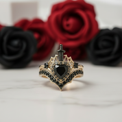Queen of Hearts- Heart Shape Diamond Gothic Wedding Ring-Black Diamonds New York