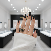 Queen of Hearts- Heart Shape Diamond Gothic Wedding Ring-Black Diamonds New York