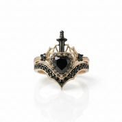 Queen of Hearts- Heart Shape Diamond Option Gothic Wedding Ring-Black Diamonds New York