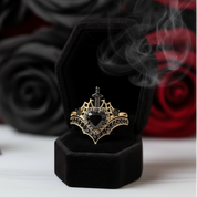 Queen of Hearts- Heart Shape Diamond Gothic Wedding Ring-Black Diamonds New York