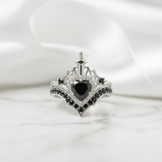 Queen of Hearts- Heart Shape Diamond Gothic Wedding Ring-Black Diamonds New York