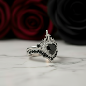 Queen of Hearts- Heart Shape Diamond Gothic Wedding Ring-Black Diamonds New York