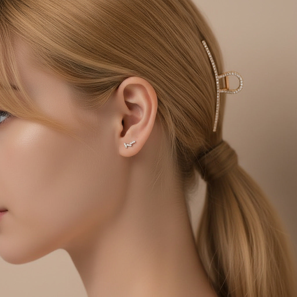 Dazzling Tiny Asymmetric Stud Earrings-Black Diamonds New York