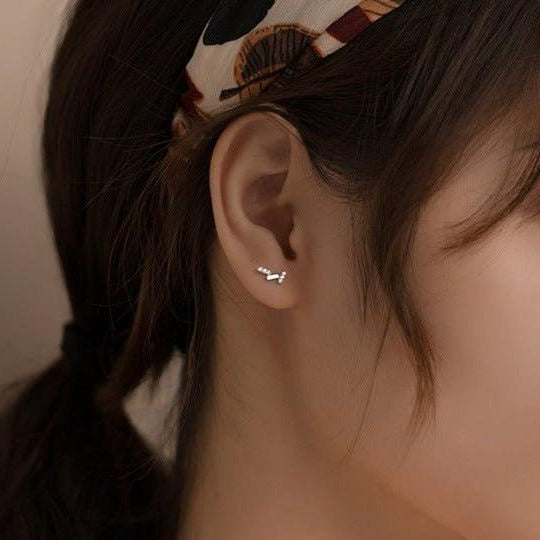 Dazzling Tiny Asymmetric Stud Earrings-Black Diamonds New York