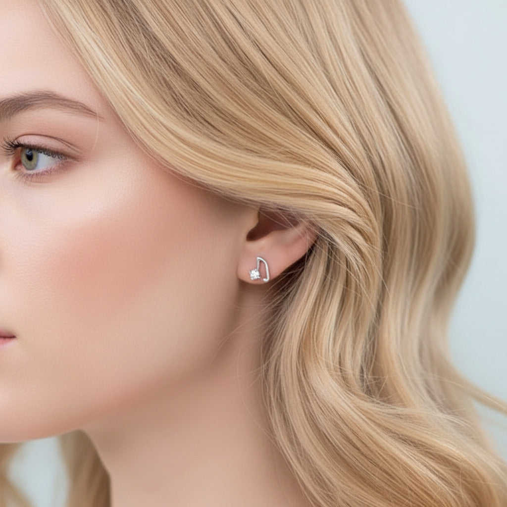 Dazzling Tiny Asymmetric Stud Earrings-Black Diamonds New York