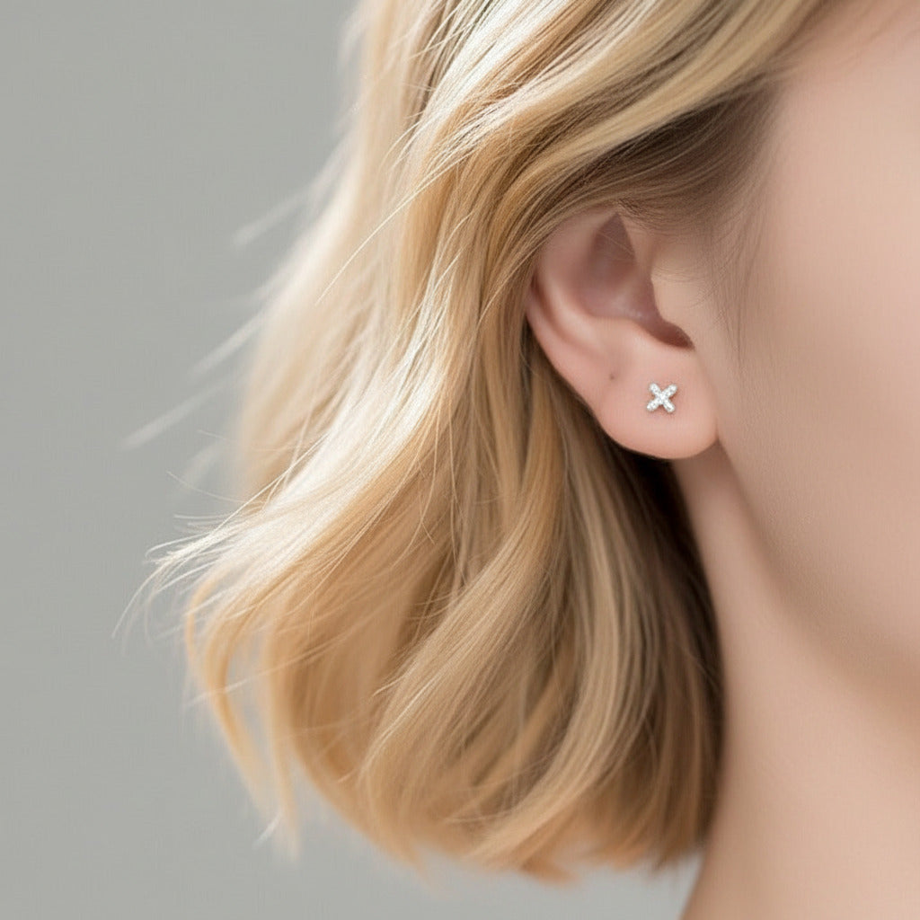 Dazzling Tiny Asymmetric Stud Earrings-Black Diamonds New York