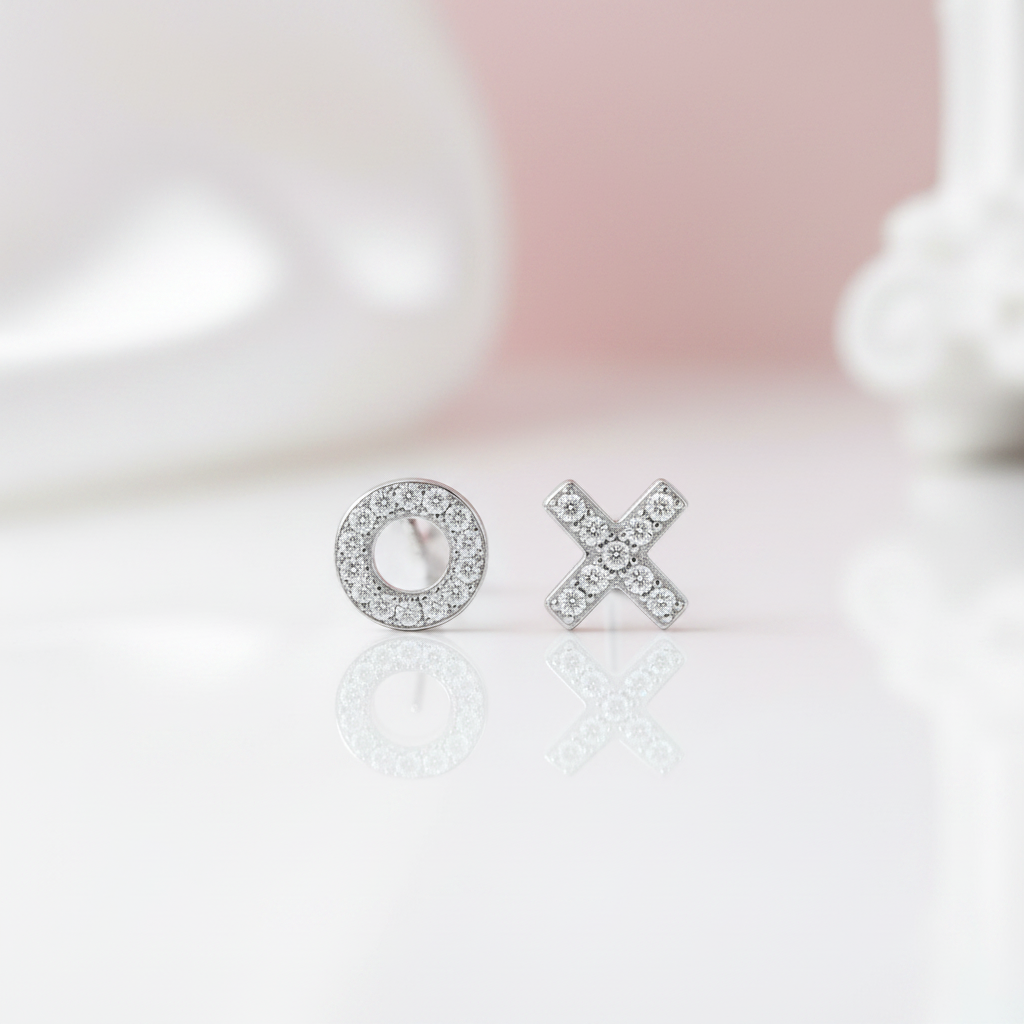 Dazzling Tiny Asymmetric Stud Earrings-Black Diamonds New York