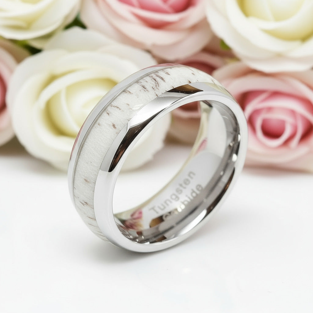 Deer Antler Titanium Wedding Band-Black Diamonds New York