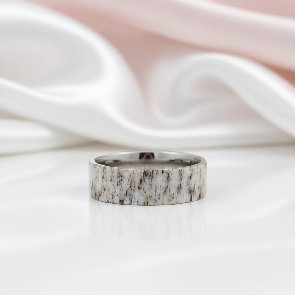 Deer Antler Titanium Wedding Band-Black Diamonds New York